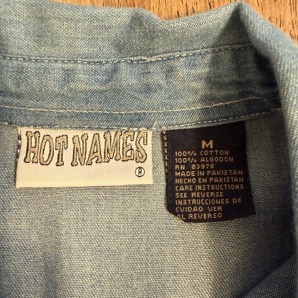 Hot Names VTG Grandmacore Anchor Rope Nautical Denim Shirt Size Unisex Medium - Picture 5 of 8